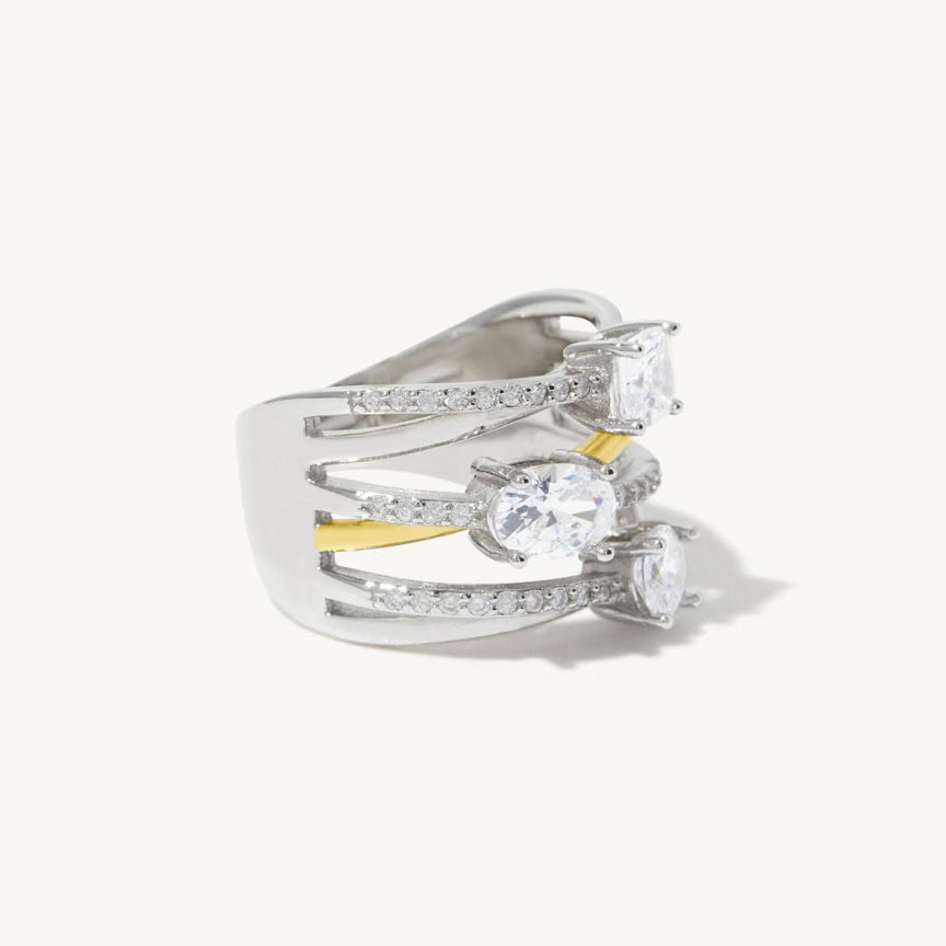 Silvana Multi Stone Crossover Ring