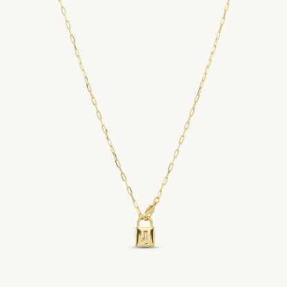 Aida Initial Lock Pendant Necklace