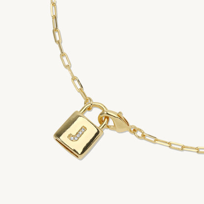 Aida Initial Lock Pendant Necklace