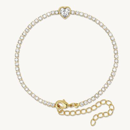 Anete Heart Charm Tennis Bracelet