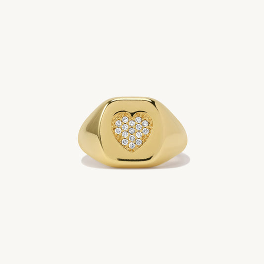 Angela Heart Signet Ring