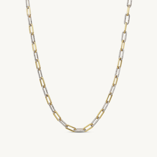 Graziana Paperclip Two Tone Dainty Chain Necklace