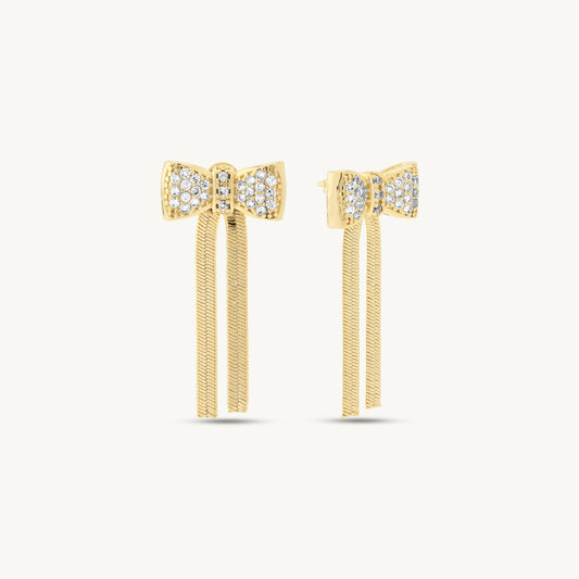 Serenity Pave Herringbone Bowtie Stud Earrings