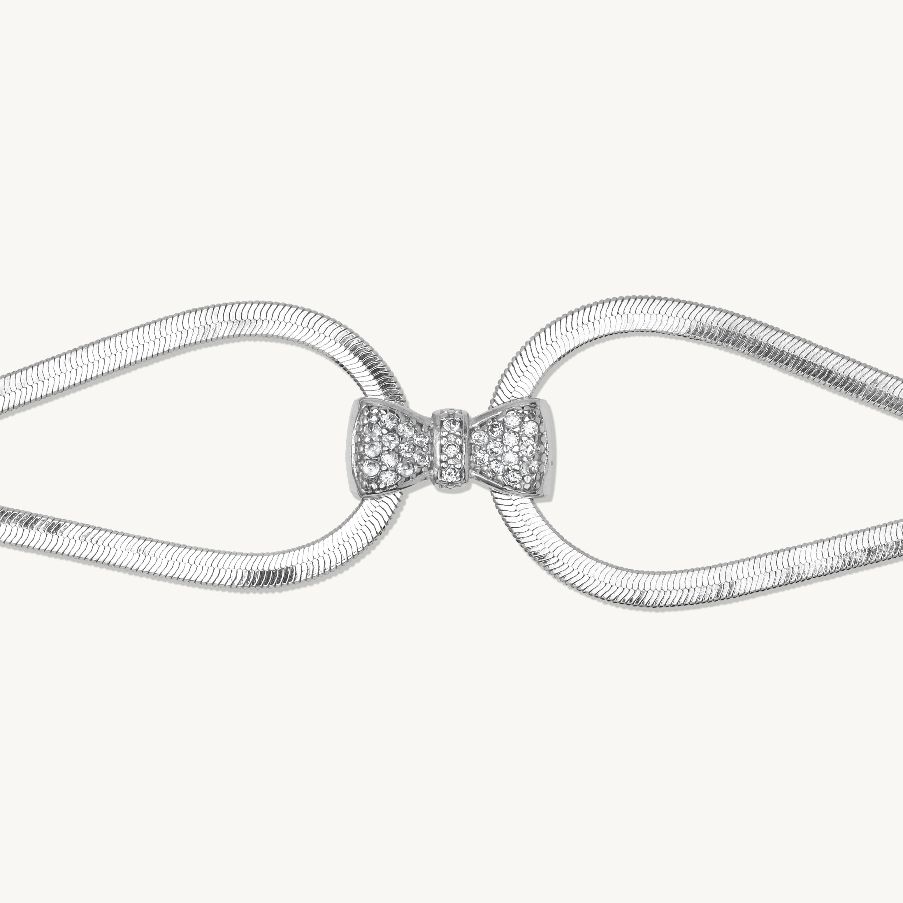 Serenity Bow Charm Herringbone Bracelet