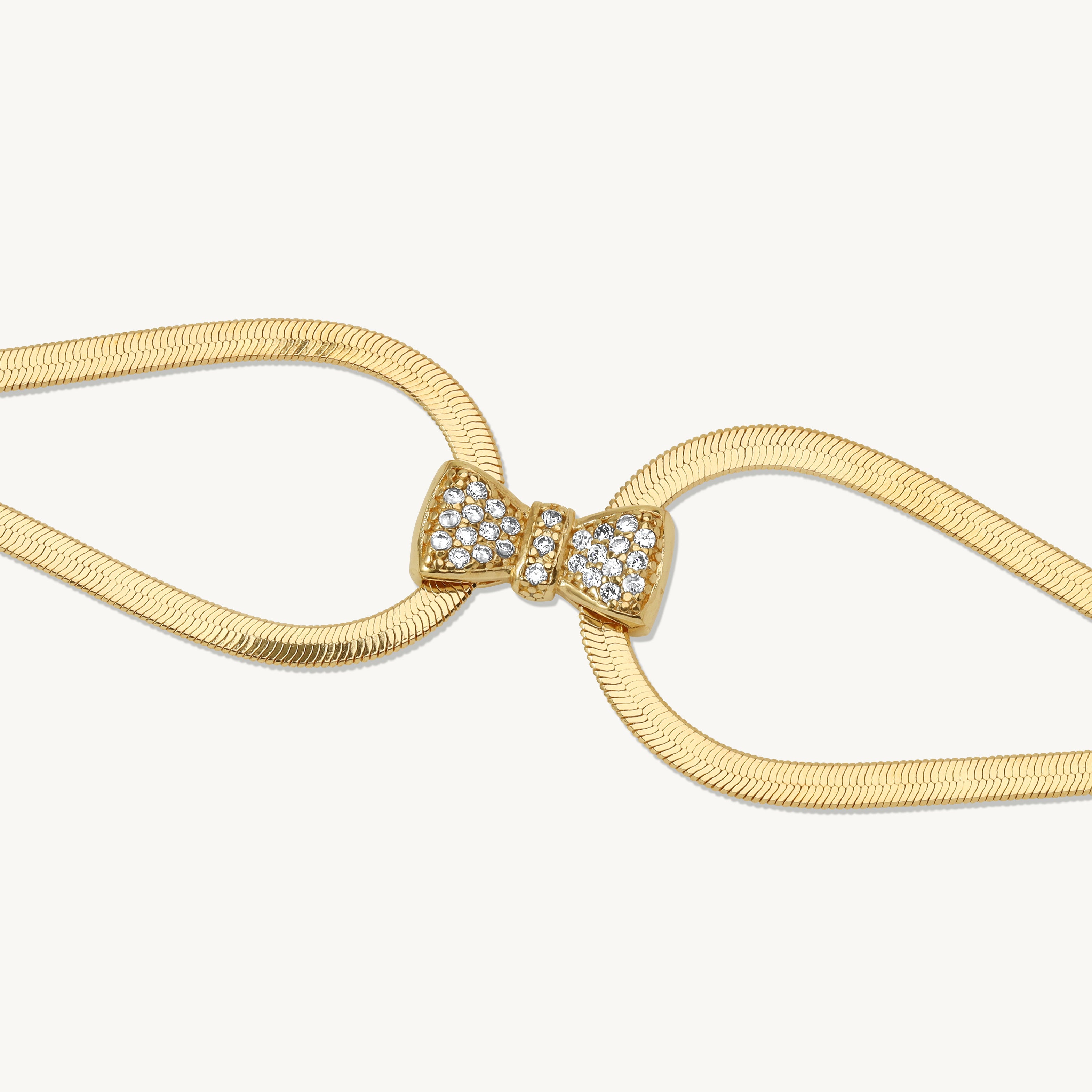 Serenity Bow Charm Herringbone Bracelet