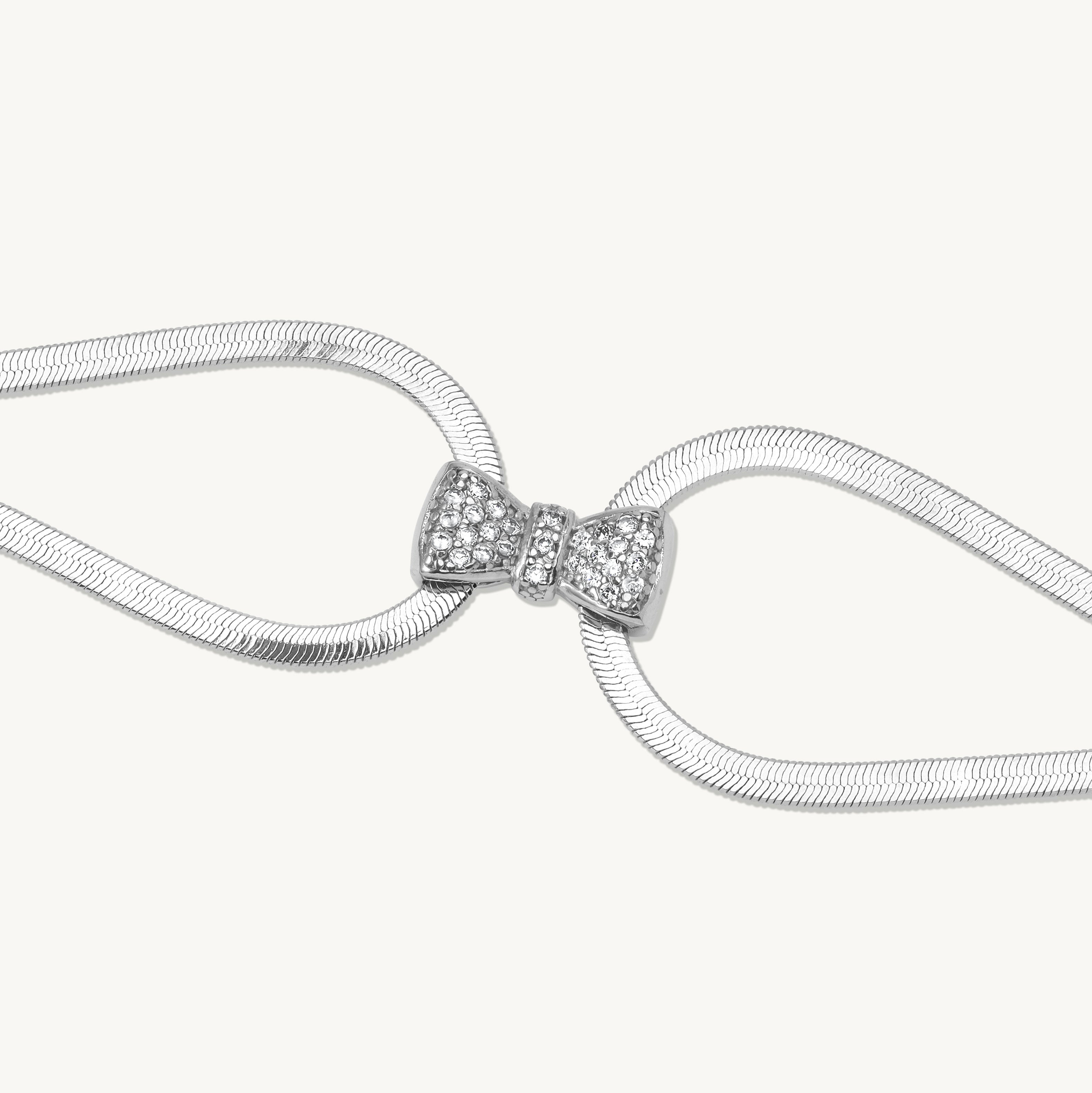 Serenity Bow Charm Herringbone Bracelet