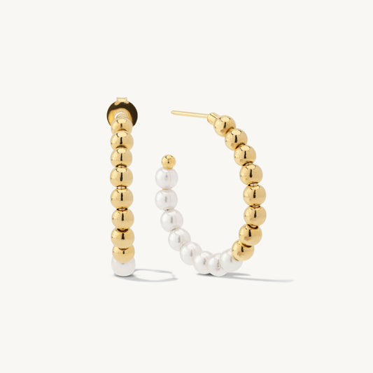 Vivienne Pearl Open Hoop Earrings